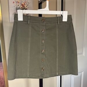 Forever 21 Khaki Button-Front Mini Skirt